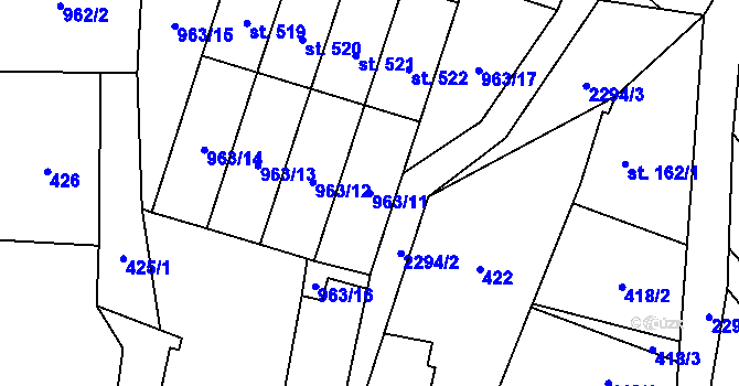 Parcela st. 963/11 v KÚ Olešnice v Orlických horách, Katastrální mapa