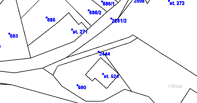 Parcela st. 2444 v KÚ Olešnice v Orlických horách, Katastrální mapa