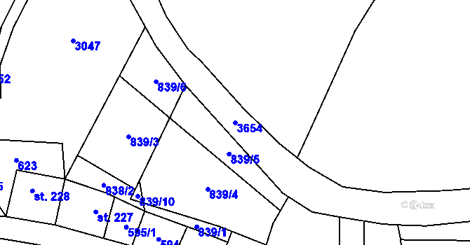 Parcela st. 3654 v KÚ Olešnice v Orlických horách, Katastrální mapa