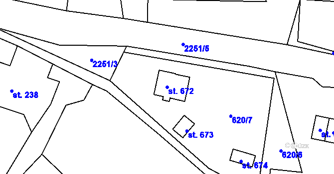 Parcela st. 672 v KÚ Olešnice v Orlických horách, Katastrální mapa