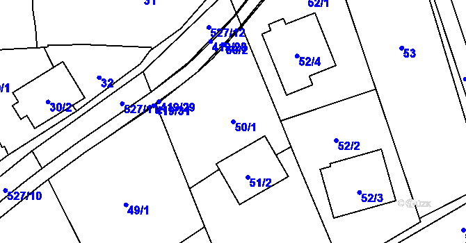 Parcela st. 50/1 v KÚ Olešník, Katastrální mapa