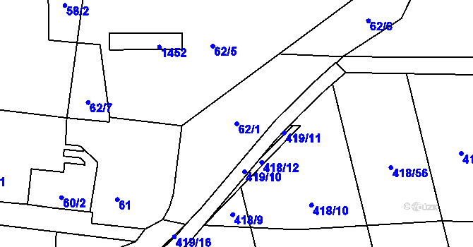 Parcela st. 62/1 v KÚ Olešník, Katastrální mapa