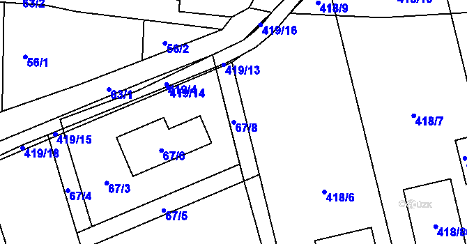 Parcela st. 67/8 v KÚ Olešník, Katastrální mapa