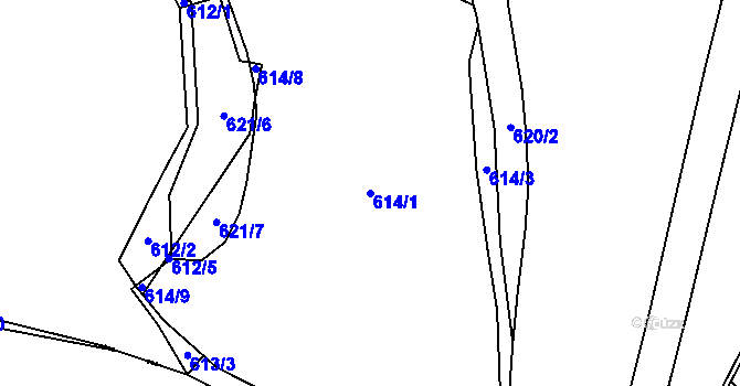 Parcela st. 614/1 v KÚ Olešník, Katastrální mapa