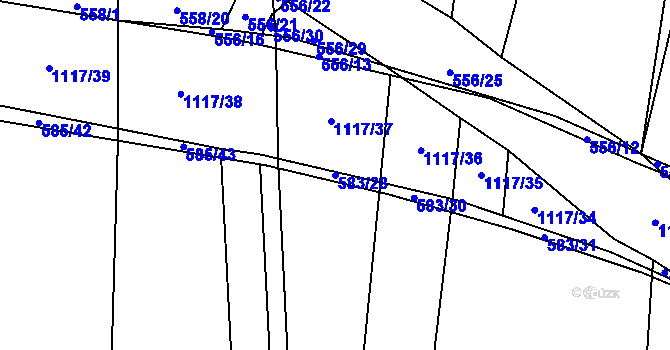 Parcela st. 583/28 v KÚ Olešník, Katastrální mapa