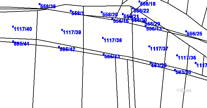 Parcela st. 585/43 v KÚ Olešník, Katastrální mapa