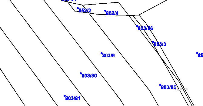 Parcela st. 803/9 v KÚ Olešník, Katastrální mapa