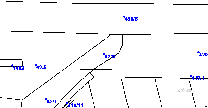 Parcela st. 62/6 v KÚ Olešník, Katastrální mapa