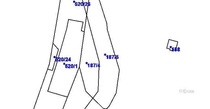 Parcela st. 187/5 v KÚ Olešník, Katastrální mapa