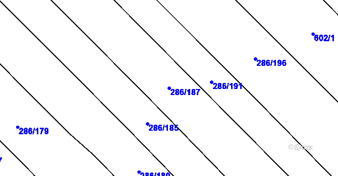 Parcela st. 286/187 v KÚ Olešník, Katastrální mapa