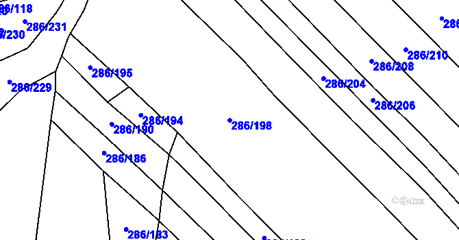 Parcela st. 286/198 v KÚ Olešník, Katastrální mapa