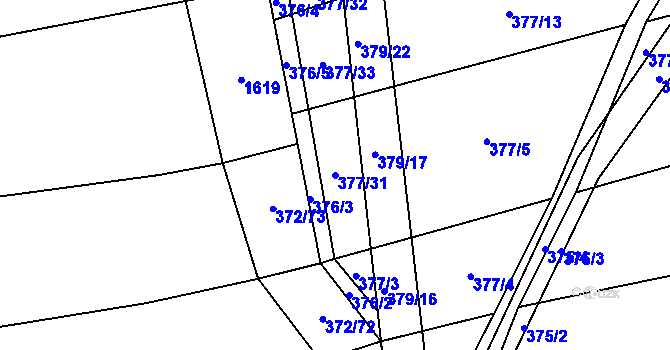 Parcela st. 377/31 v KÚ Olešník, Katastrální mapa