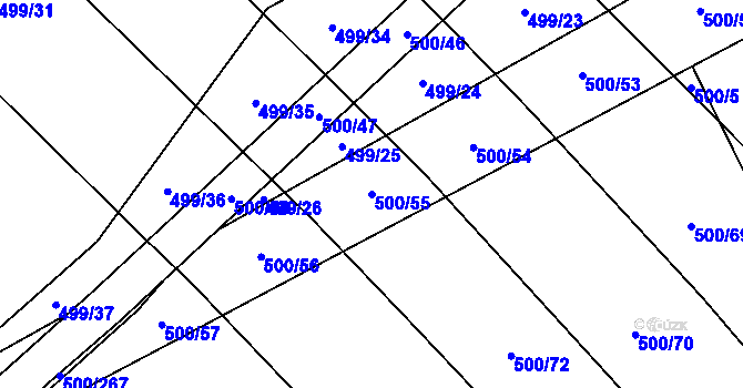 Parcela st. 500/55 v KÚ Olešník, Katastrální mapa
