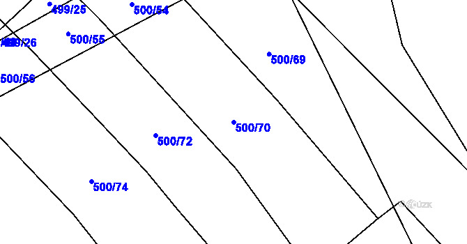 Parcela st. 500/70 v KÚ Olešník, Katastrální mapa