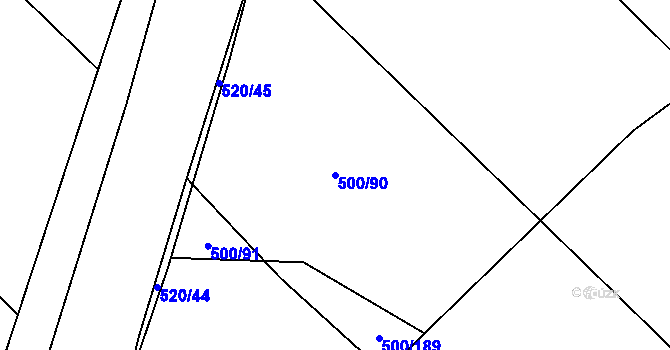 Parcela st. 500/90 v KÚ Olešník, Katastrální mapa