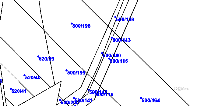 Parcela st. 500/140 v KÚ Olešník, Katastrální mapa