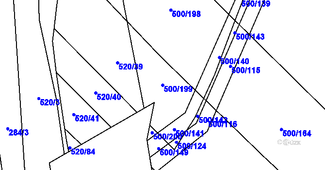 Parcela st. 500/199 v KÚ Olešník, Katastrální mapa