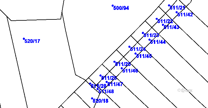 Parcela st. 511/17 v KÚ Olešník, Katastrální mapa