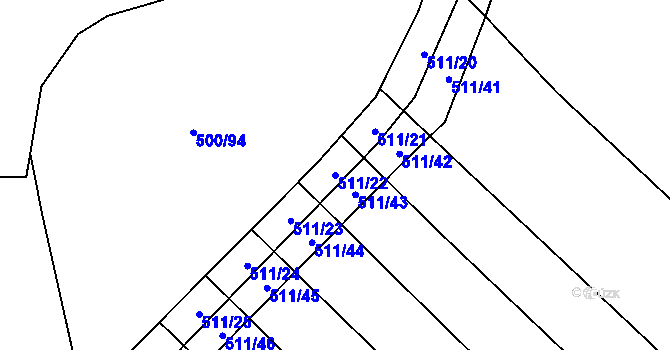 Parcela st. 511/22 v KÚ Olešník, Katastrální mapa