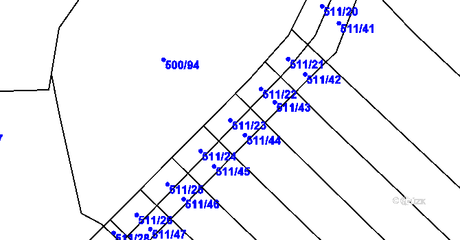 Parcela st. 511/23 v KÚ Olešník, Katastrální mapa