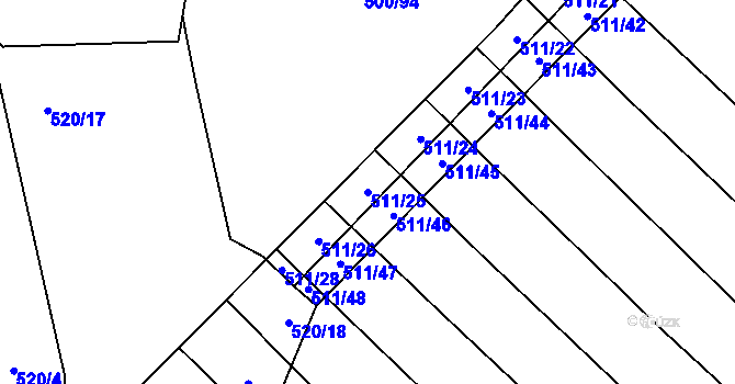Parcela st. 511/25 v KÚ Olešník, Katastrální mapa