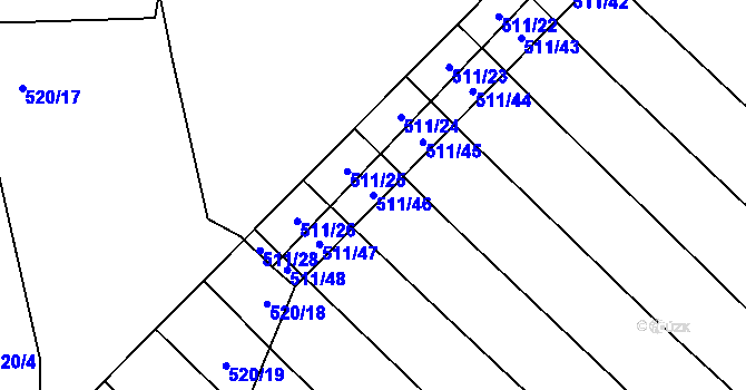Parcela st. 511/46 v KÚ Olešník, Katastrální mapa