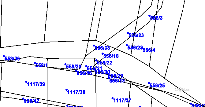 Parcela st. 556/18 v KÚ Olešník, Katastrální mapa