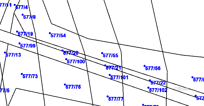 Parcela st. 577/55 v KÚ Olešník, Katastrální mapa