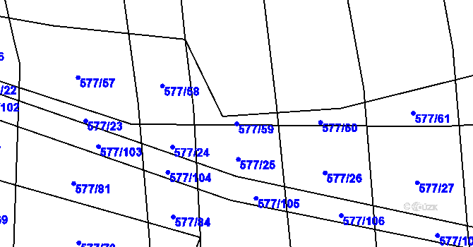 Parcela st. 577/59 v KÚ Olešník, Katastrální mapa