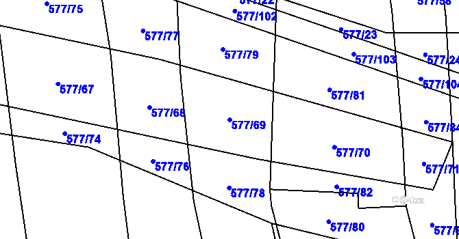 Parcela st. 577/69 v KÚ Olešník, Katastrální mapa