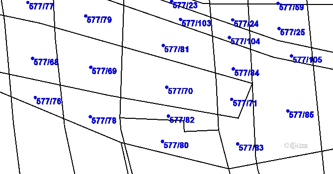 Parcela st. 577/70 v KÚ Olešník, Katastrální mapa