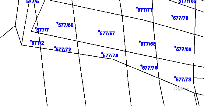 Parcela st. 577/74 v KÚ Olešník, Katastrální mapa