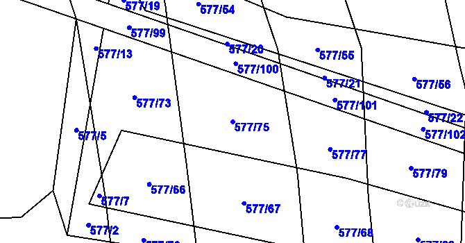 Parcela st. 577/75 v KÚ Olešník, Katastrální mapa