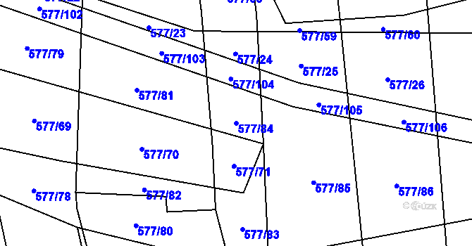 Parcela st. 577/84 v KÚ Olešník, Katastrální mapa