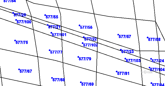 Parcela st. 577/102 v KÚ Olešník, Katastrální mapa
