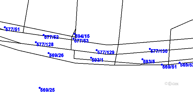Parcela st. 577/129 v KÚ Olešník, Katastrální mapa