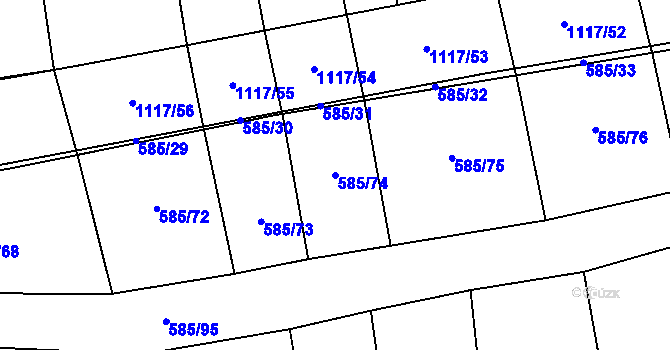 Parcela st. 585/74 v KÚ Olešník, Katastrální mapa