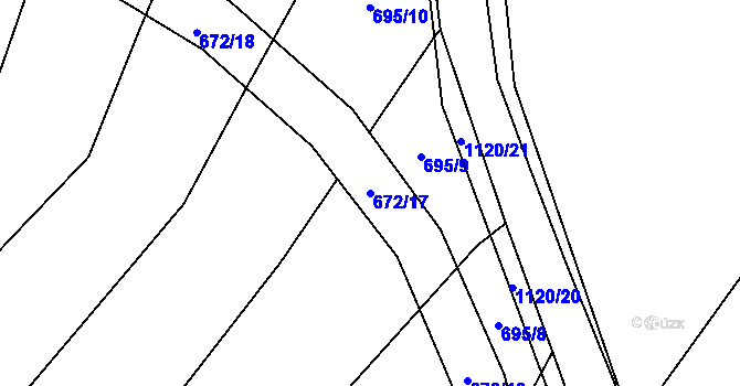 Parcela st. 672/17 v KÚ Olešník, Katastrální mapa