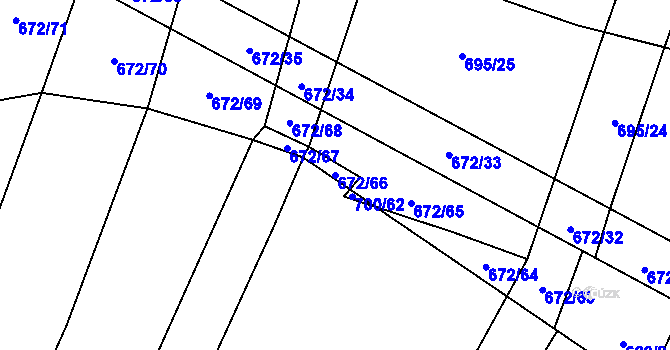 Parcela st. 672/66 v KÚ Olešník, Katastrální mapa