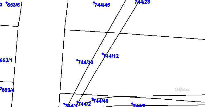Parcela st. 744/12 v KÚ Olešník, Katastrální mapa