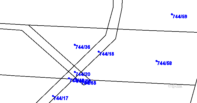 Parcela st. 744/18 v KÚ Olešník, Katastrální mapa