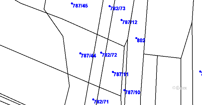 Parcela st. 782/72 v KÚ Olešník, Katastrální mapa