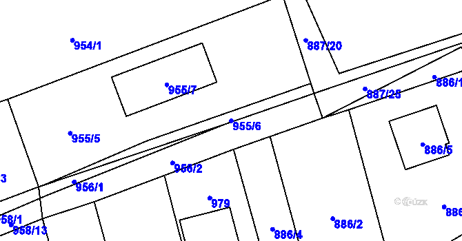 Parcela st. 955/6 v KÚ Olešník, Katastrální mapa