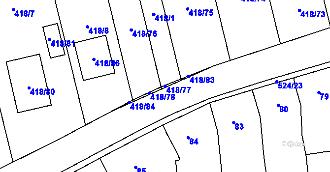 Parcela st. 418/77 v KÚ Olešník, Katastrální mapa
