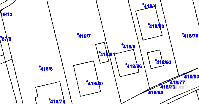 Parcela st. 418/81 v KÚ Olešník, Katastrální mapa