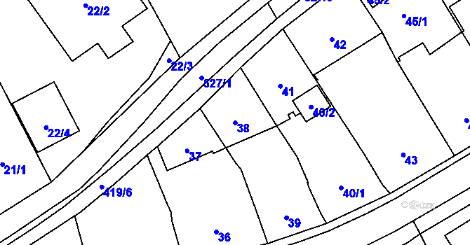 Parcela st. 38 v KÚ Olešník, Katastrální mapa