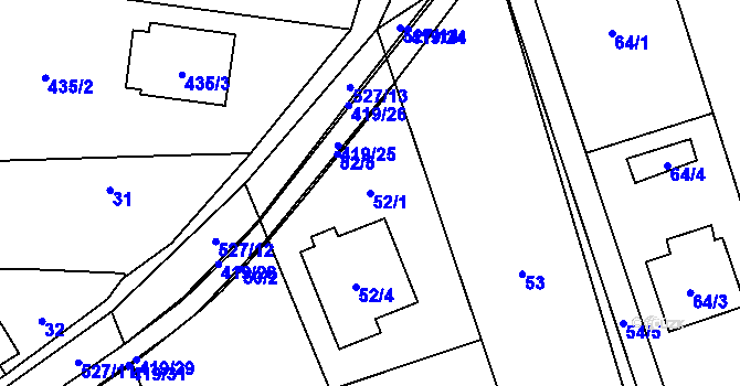 Parcela st. 52/1 v KÚ Olešník, Katastrální mapa