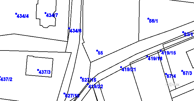Parcela st. 55 v KÚ Olešník, Katastrální mapa