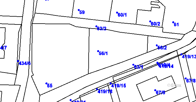 Parcela st. 56/1 v KÚ Olešník, Katastrální mapa