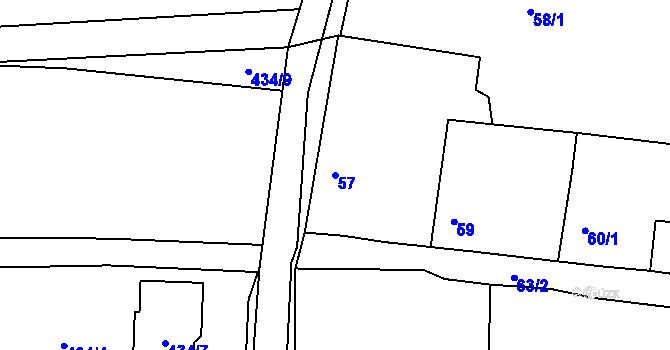 Parcela st. 57 v KÚ Olešník, Katastrální mapa